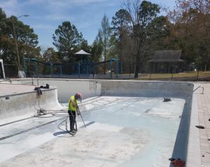 hydroblasting for pool restoration and epoxy prep
